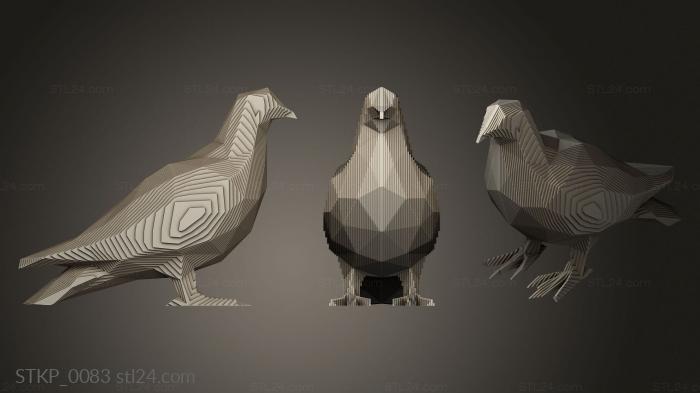 Polygonal figurines (Parametric Dove, STKP_0083) 3D models for cnc