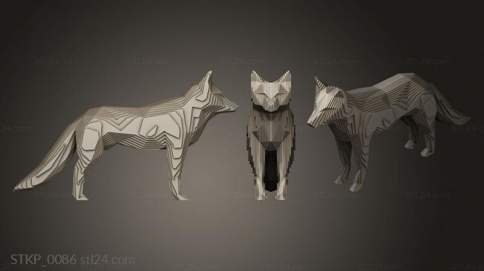 Polygonal figurines (Parametric Fox, STKP_0086) 3D models for cnc