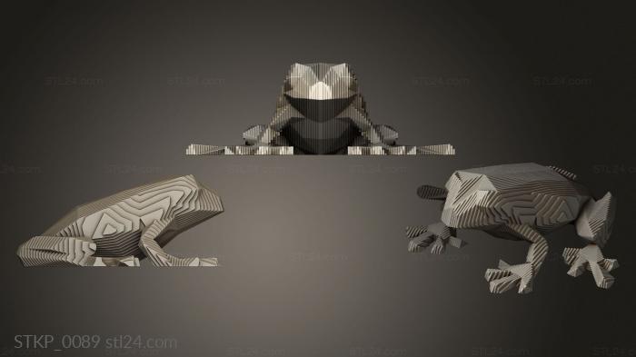 Polygonal figurines (Parametric Frog, STKP_0089) 3D models for cnc