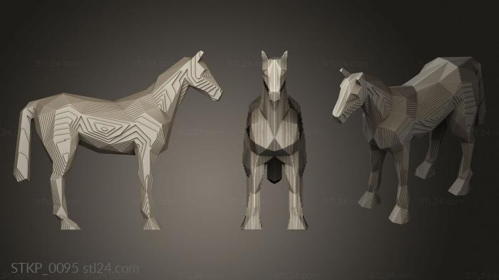 Polygonal figurines (Parametric Horse138, STKP_0095) 3D models for cnc