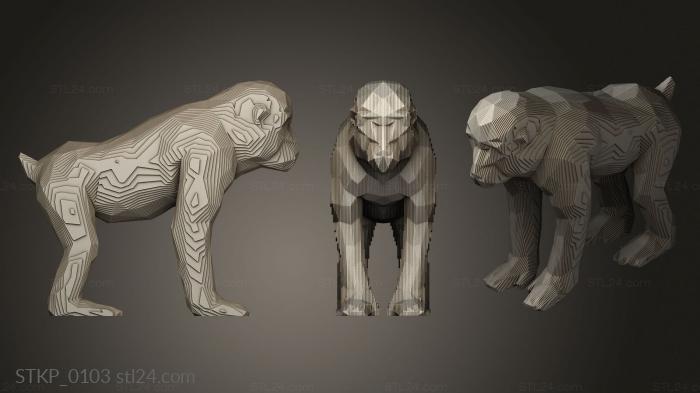 Polygonal figurines (Parametric Monkey, STKP_0103) 3D models for cnc