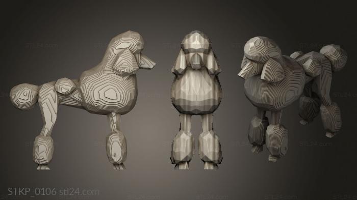 Polygonal figurines (Parametric Poodle, STKP_0106) 3D models for cnc