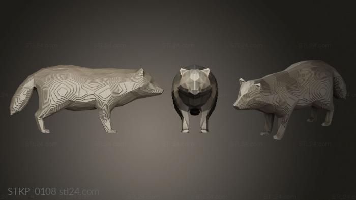 Polygonal figurines (Parametric Raccoon Dog, STKP_0108) 3D models for cnc