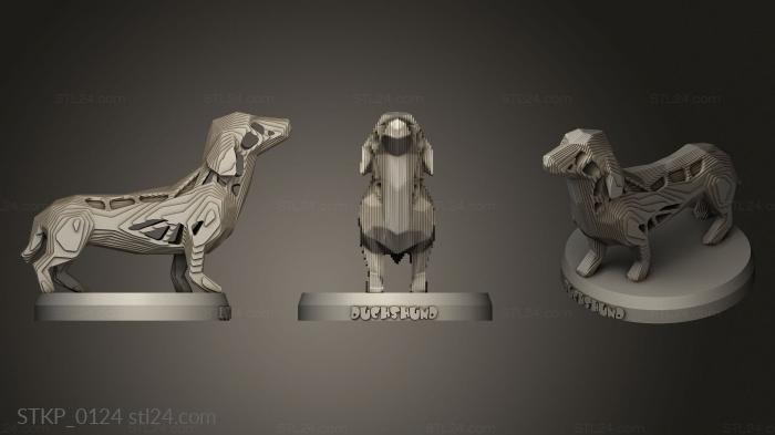 Polygonal figurines (Parametric V Dachshund, STKP_0124) 3D models for cnc