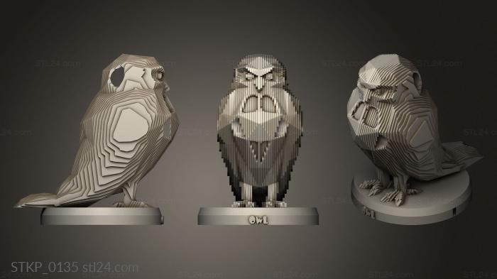 Polygonal figurines (Parametric V Owl, STKP_0135) 3D models for cnc