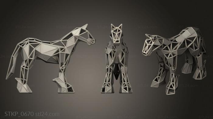 Polygonal figurines (Stylized Horse, STKP_0670) 3D models for cnc