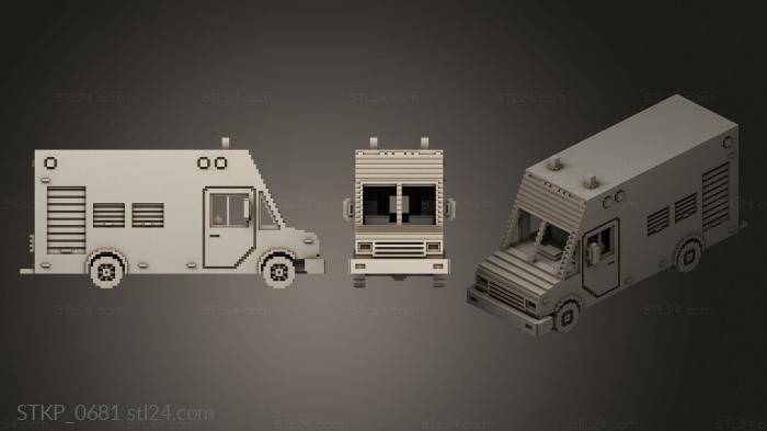 Polygonal figurines (Voxel Fire Rescue Van, STKP_0681) 3D models for cnc