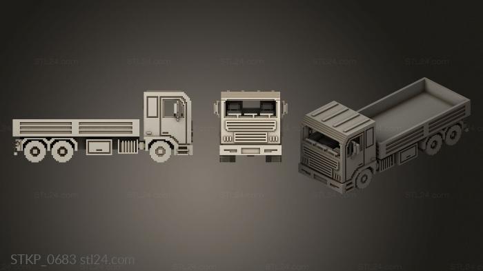 Polygonal figurines (Voxel Flatbed Truck, STKP_0683) 3D models for cnc