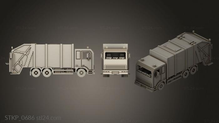 Polygonal figurines (Voxel Garbage Truck, STKP_0686) 3D models for cnc