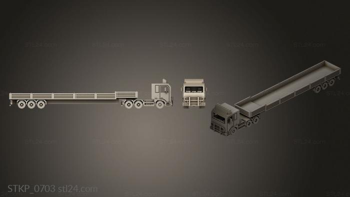 Polygonal figurines (Voxel Truck amp Flatbed Trailer, STKP_0703) 3D models for cnc