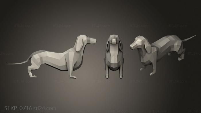 Polygonal figurines (Dachshund Poly Art, STKP_0716) 3D models for cnc