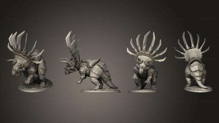 Figurines simple (Attack Armored No Saddle Triceratops Back, STKPR_2408) 3D models for cnc