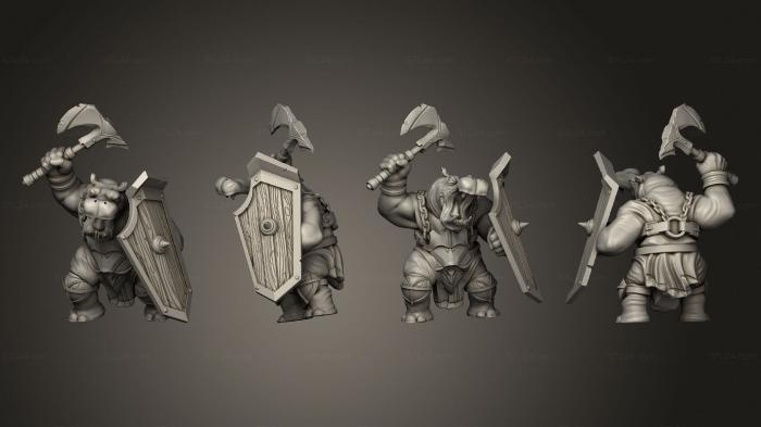 Figurines simple (Hippo Warrior Shield 2 Variations 2, STKPR_2823) 3D models for cnc