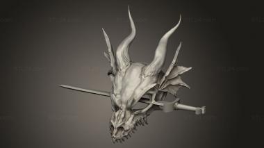 Figurines simple (Dragon Skull Hair Pin, STKPR_4120) 3D models for cnc