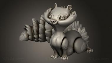 Figurines simple (Flexi Squirrel Straight Long Tail Curved Short, STKPR_4411) 3D models for cnc