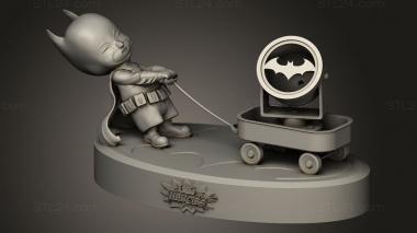 Figurines simple (Little Batman pulling wagon Baby Bat, STKPR_5023) 3D models for cnc