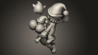 Figurines simple (Merry Xmas with Mario Christmas hat, STKPR_5129) 3D models for cnc