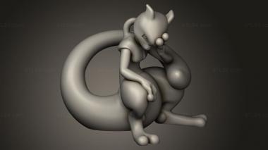 Статуэтки упрощенные (Mew и Mewtwo, STKPR_5133) 3D модель для ЧПУ станка