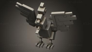 Figurines simple (Moltres Pixel Cube, STKPR_5205) 3D models for cnc