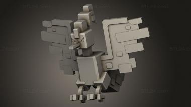 Figurines simple (Moltres Pixel Cube, STKPR_5205) 3D models for cnc