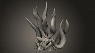 Figurines simple (nine tailed demon fox nine tails kijai easier, STKPR_5325) 3D models for cnc