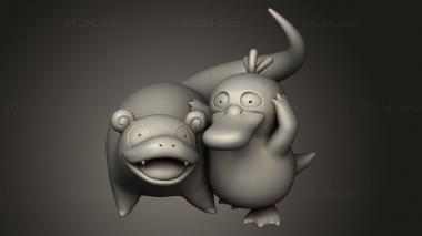 Figurines simple (Slowpoke and Psyduck Duo back alone, STKPR_5874) 3D models for cnc