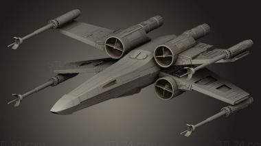 Figurines simple (star wars wing fighter with interior, STKPR_5955) 3D models for cnc