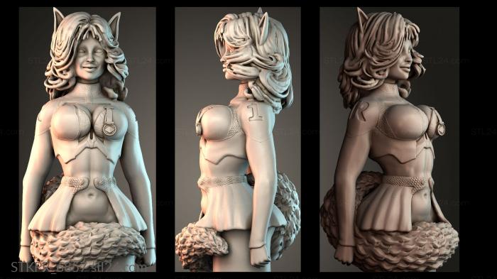 Figurines simple (Woman redfox medals, STKPR_6857) 3D models for cnc