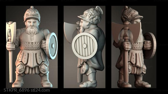 Figurines simple (Man dwarf guard, STKPR_6896) 3D models for cnc