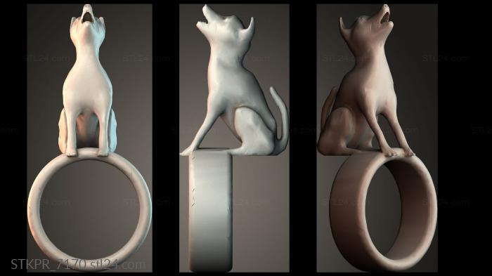 Figurines simple (Howling Dog Ring, STKPR_7170) 3D models for cnc