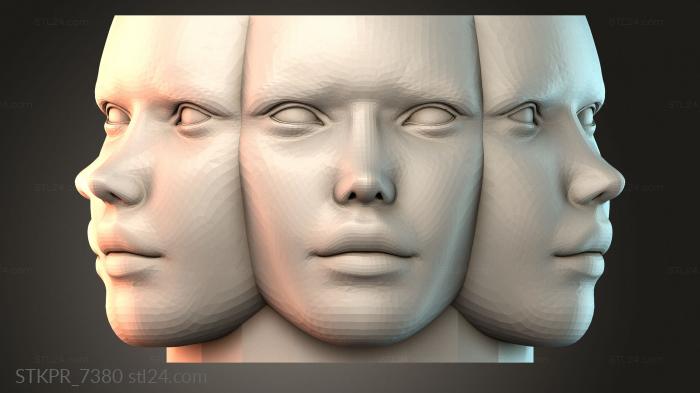 Triple Face Sculpture