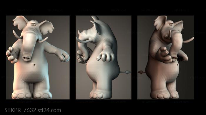 Figurines simple (Cartoon elephant, STKPR_7632) 3D models for cnc