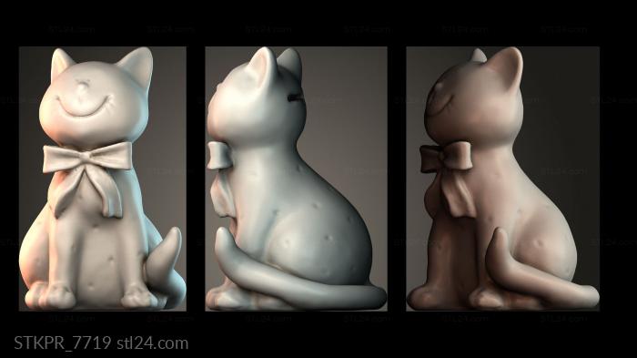 Figurines simple (Smiling Cat Figurine, STKPR_7719) 3D models for cnc