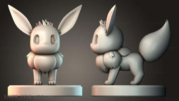 Figurines simple (Pawn Eevee - pokemon, STKPR_7758) 3D models for cnc
