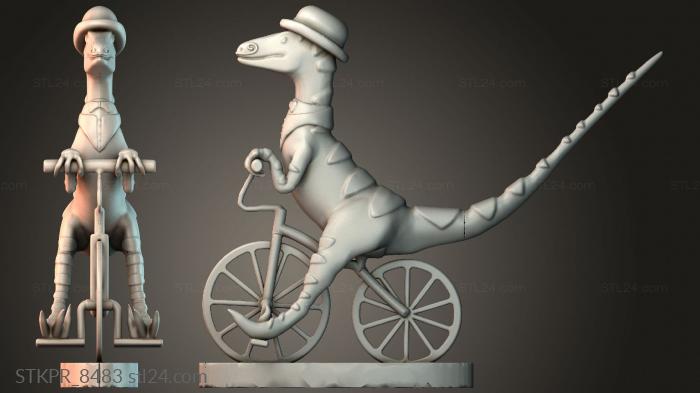 Gentleman raptor riding a bike