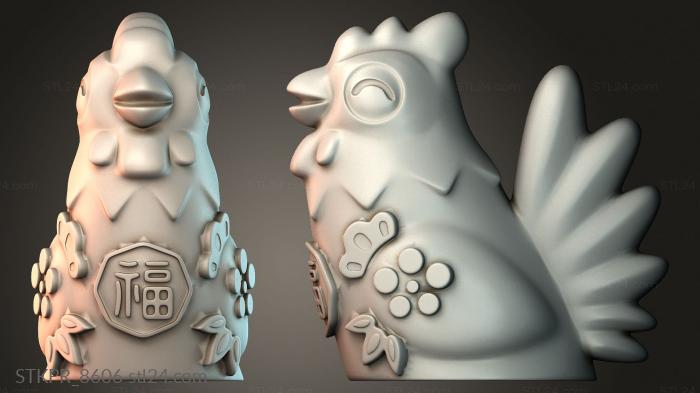 Figurines simple (Rooster, STKPR_8606) 3D models for cnc