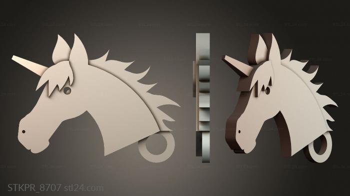Figurines simple (Unicorn keychain, STKPR_8707) 3D models for cnc
