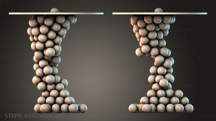 The round table has a base of small balls