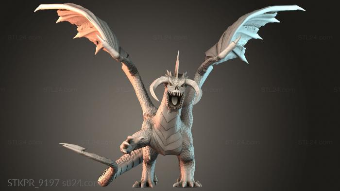 Two-horned dragon pounces on its prey