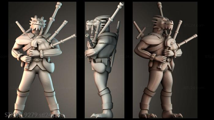 Dragonborn Male Bard with Bagpipes