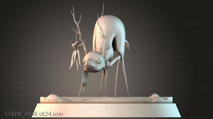 The dog learns to fish