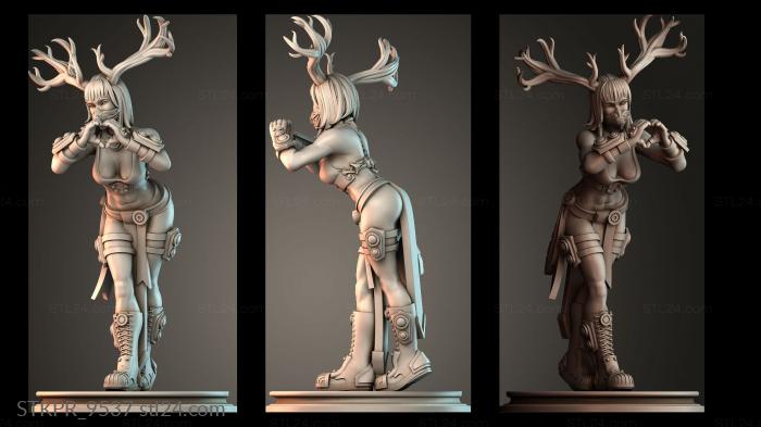 Girl wearing reindeer horns