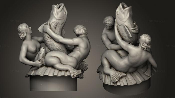 Статуэтки и статуи разные (Фонтан девушки с рыбой, STKR_0010) 3D модель для ЧПУ станка