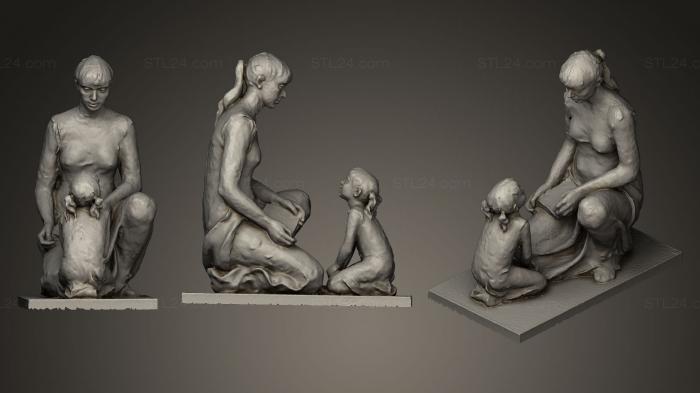 Статуэтки и статуи разные (Скульптура женщины и ученицы, STKR_0052) 3D модель для ЧПУ станка