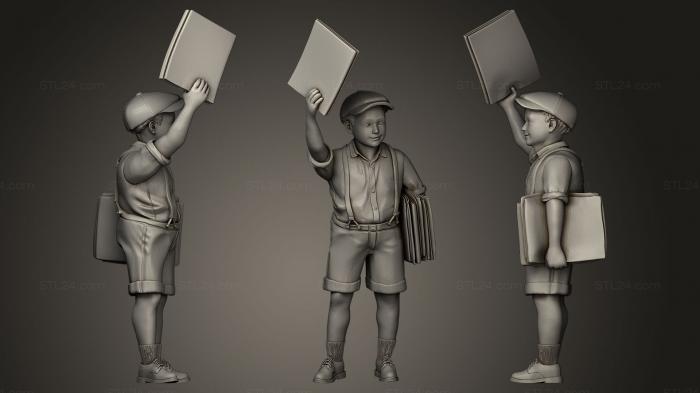 Miscellaneous figurines and statues (boy newspaper distributor, STKR_0099) 3D models for cnc