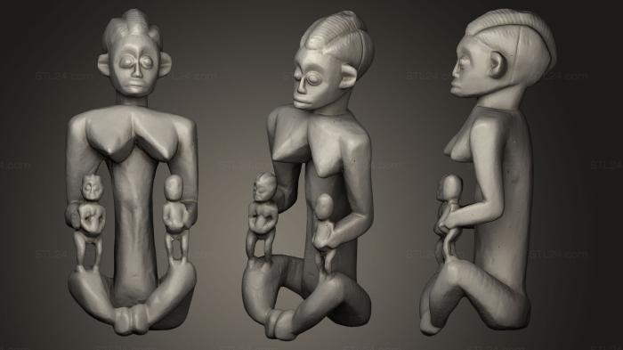 Статуэтки и статуи разные (Вырезанная женщина из Камеруна, STKR_0113) 3D модель для ЧПУ станка