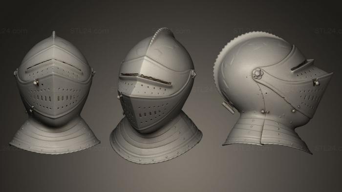 Miscellaneous figurines and statues (Closed Helmet with Etched Decor, STKR_0127) 3D models for cnc