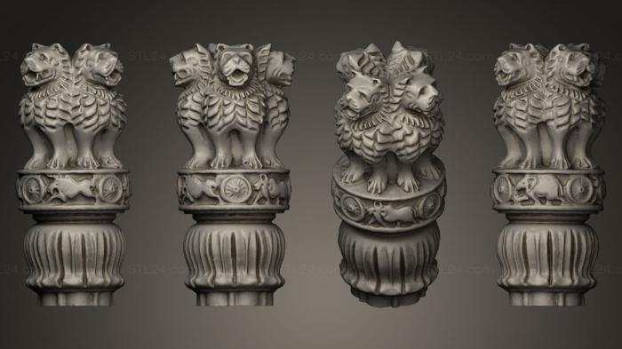 Miscellaneous figurines and statues (Day 003 Lion Capital of Ashoka, STKR_0141) 3D models for cnc