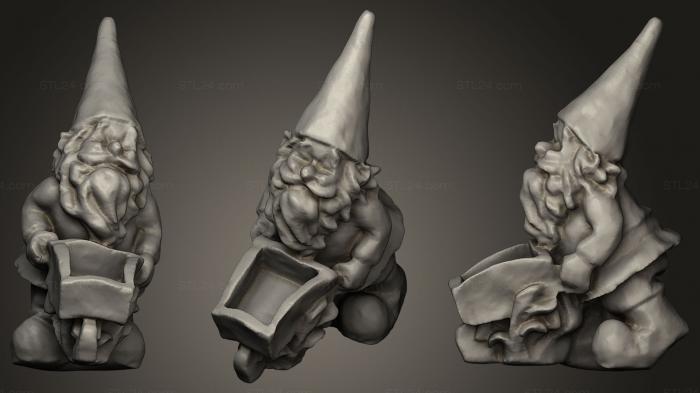 Miscellaneous figurines and statues (Garden Gnome with wheelbarrow, STKR_0190) 3D models for cnc