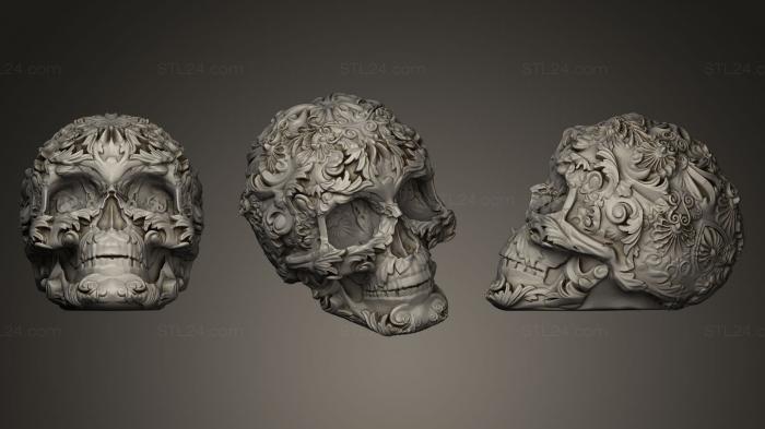 Статуэтки и статуи разные (Резьба по человеческому Черепу, STKR_0224) 3D модель для ЧПУ станка